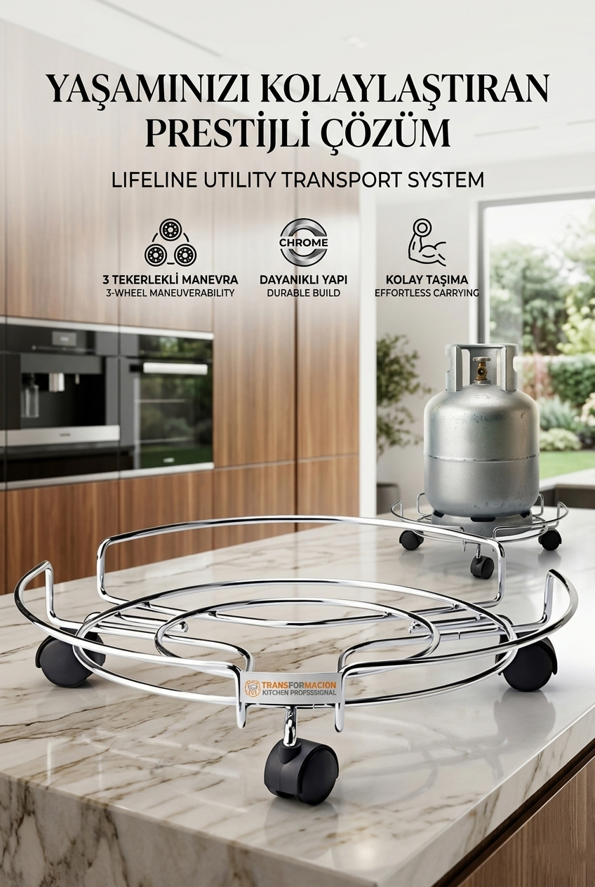 Tekerlekli Saksı Tüp Damacana Altlığı - Taşıyıcı Mutfak Tüpü Taşıyıcı 423534