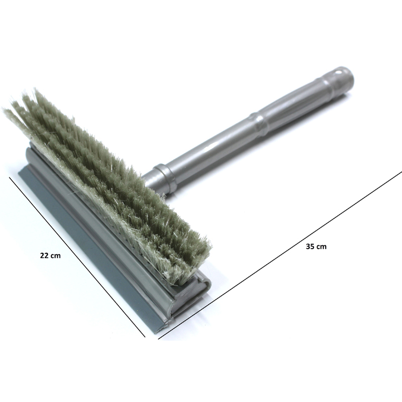 Fırçalı ve Silikon Uçlu Cam Sil Çekçek 2 Yönlü Temizlik Fırçası – 35x22 cm | Süpürme ve Sıyırma Fonksiyonlu | Ergonomik Saplı 423698
