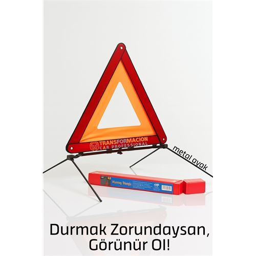 Transformacion Ucgen Reflektör Reflektörlü Uyarı Üçgeni – Katlanabilir Metal Ayaklı | Araç Güvenliği ve Acil Durumlar İçin Zorunlu Ekipman 424534