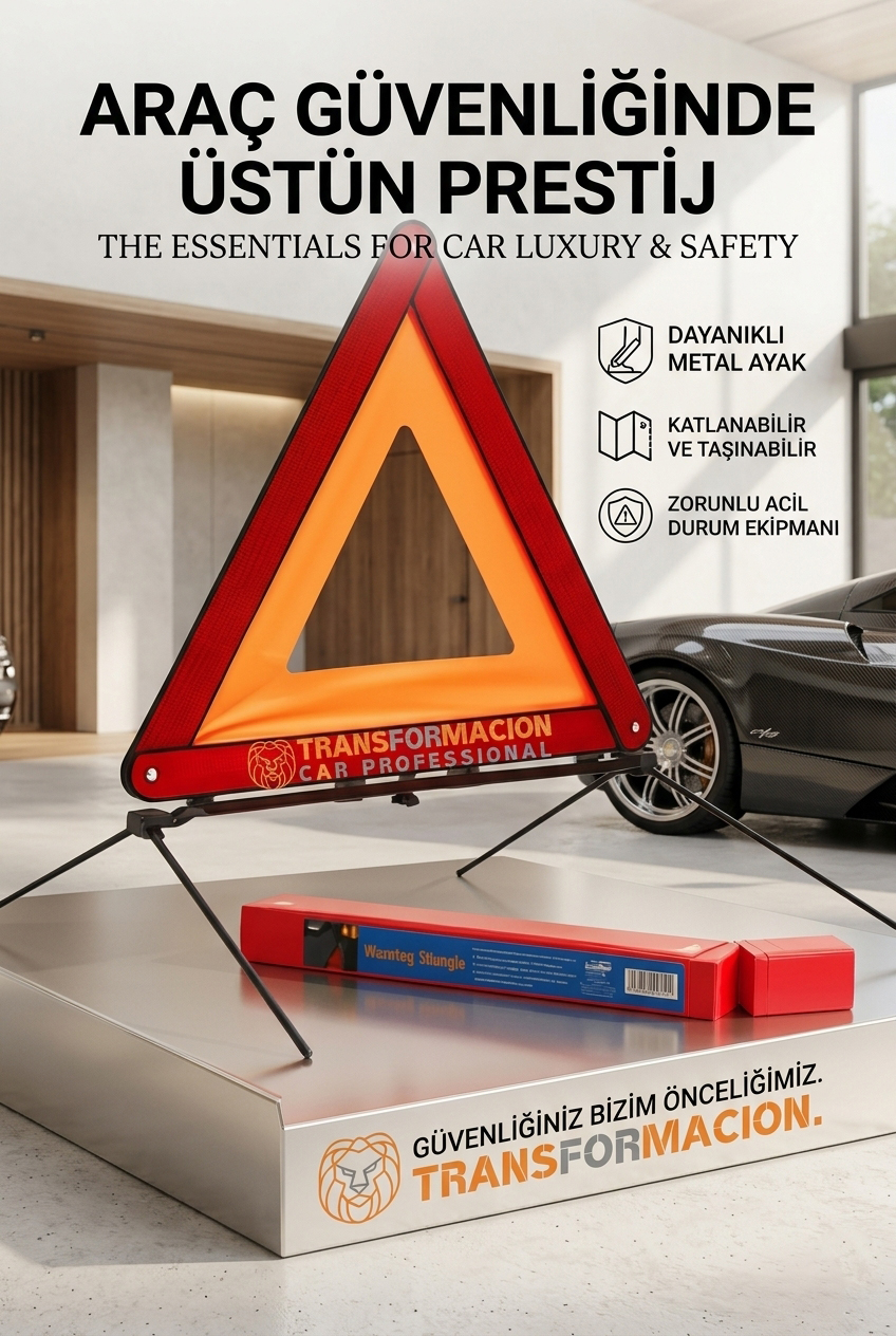 Ucgen Reflektör Reflektörlü Uyarı Üçgeni – Katlanabilir Metal Ayaklı | Araç Güvenliği ve Acil Durumlar İçin Zorunlu Ekipman 424534