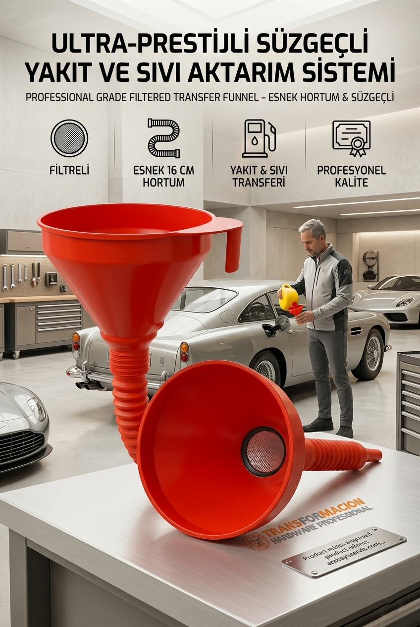 Süzgeçli Yakıt Boşaltma Hunisi 16 cm Esnek Hortumlu Filtreli Huni – Profesyonel Kullanım İçin | Jeneratör, Motor ve Sıvı Aktarımı İçin 422426