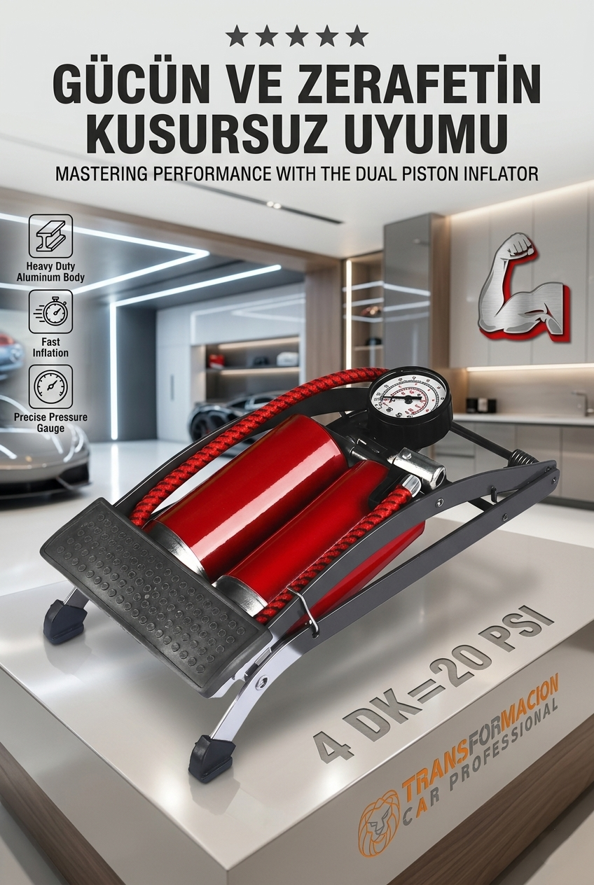 Çift Pistonlu Profesyonel Ayak Pompası - Yüksek Basınçlı Ultra Performans Serisi 425582