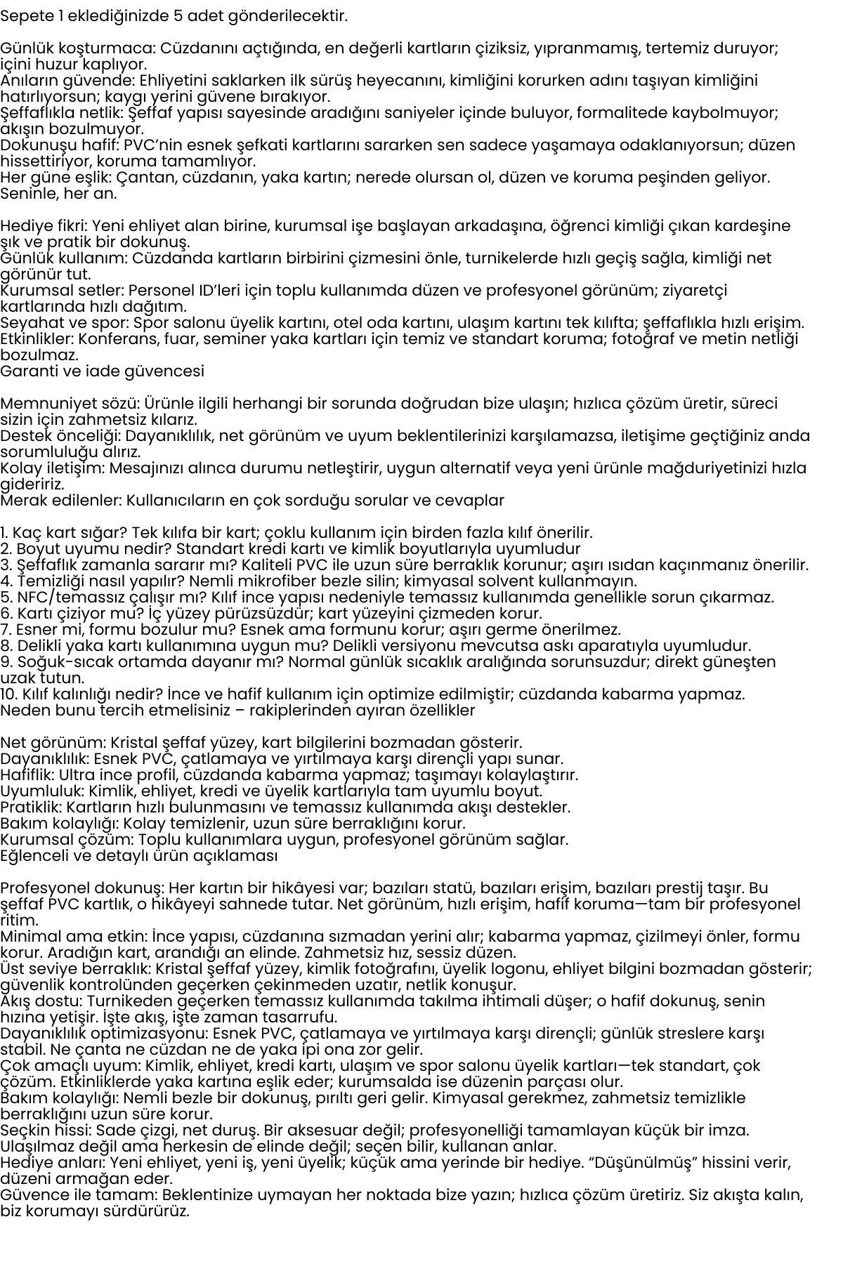 5’li PVC Kartlık – Ehliyet, Kimlik, Kredi Kartı Koruyucu Şeffaf Plastik Kılıf 427980