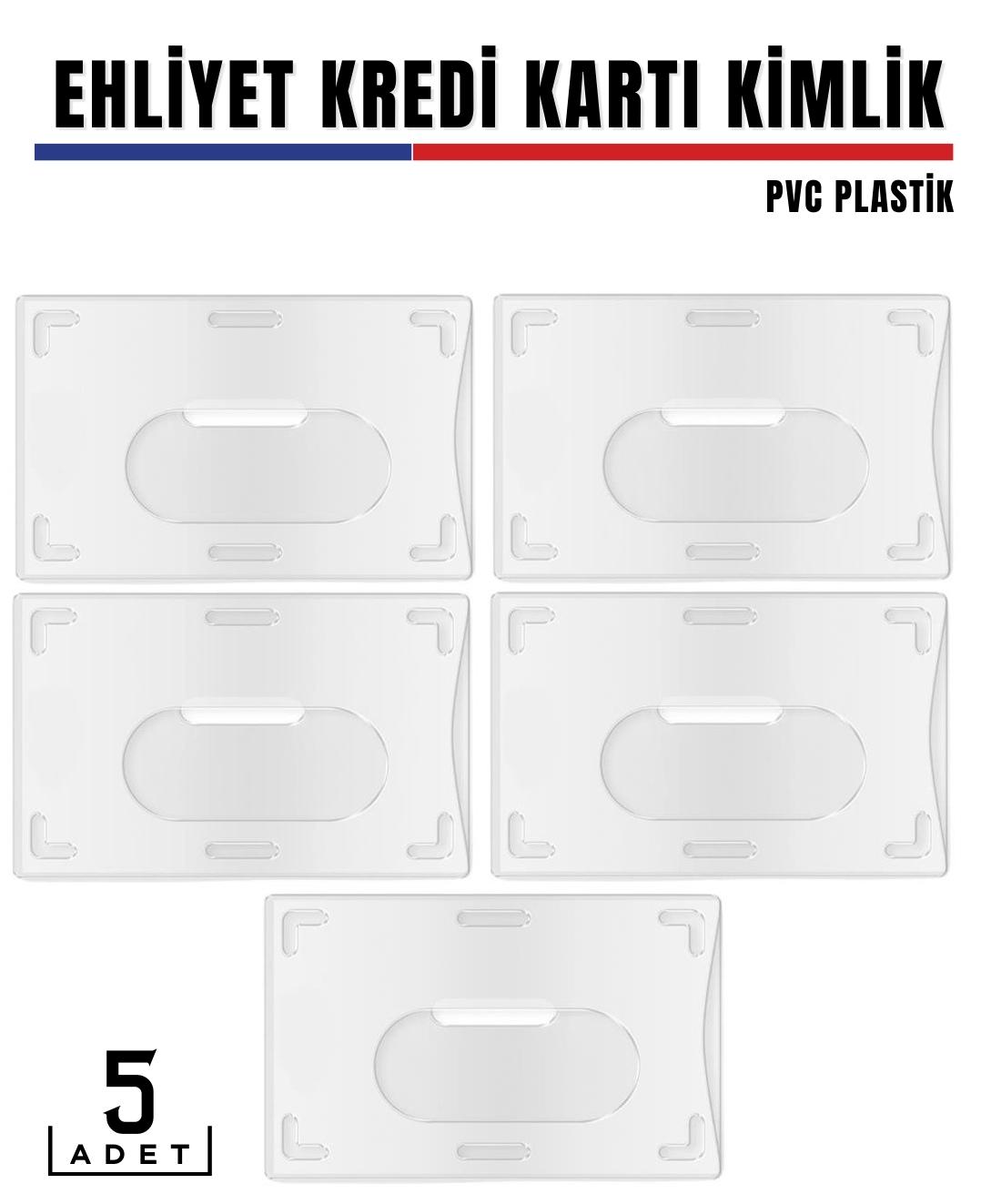 5’li PVC Kartlık – Ehliyet, Kimlik, Kredi Kartı Koruyucu Şeffaf Plastik Kılıf 427980