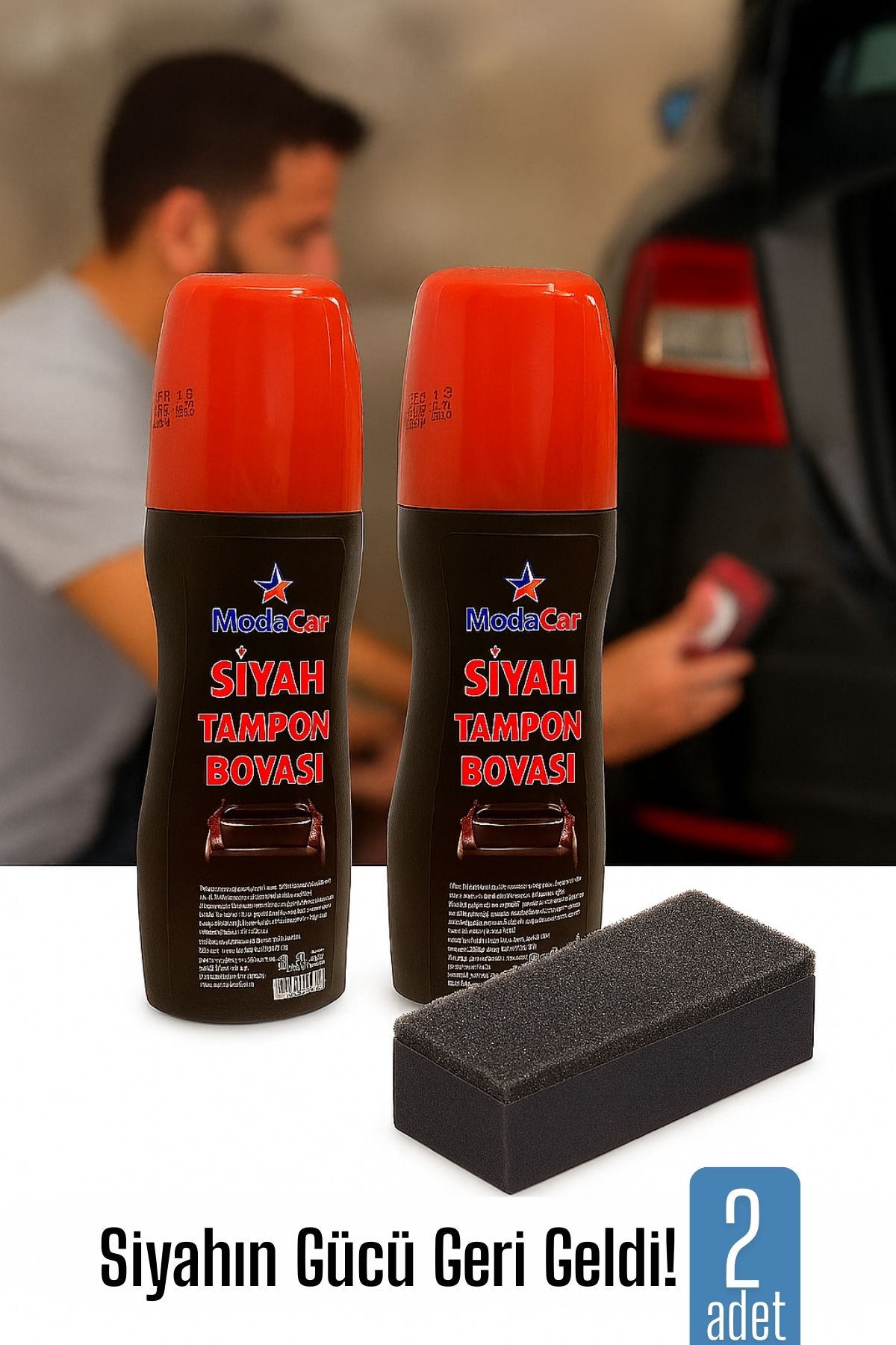 Siyah Tampon Boyası Süngerli 2 li  Solmuş ve Matlaşmış Tamponlar İçin Hızlı Yenileme 428848