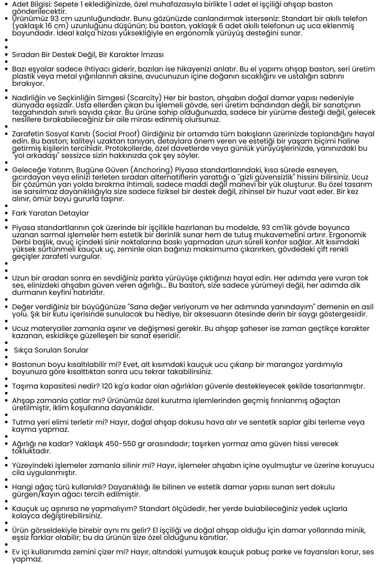 El İşçiliği Ahşap Baston - 93 cm Özel İşlemeli, Ergonomik Derbi Başlıklı Şık ve Dayanıklı Yürüme Desteği 714476