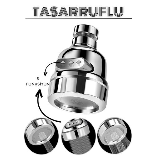 TransForMacion 3 Fonksiyonlu Tasarruflu Musluk Başlığı Krom 715305