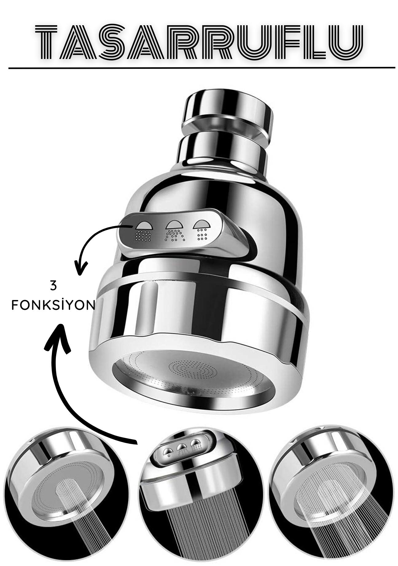 3 Fonksiyonlu Tasarruflu Musluk Başlığı Krom 715305
