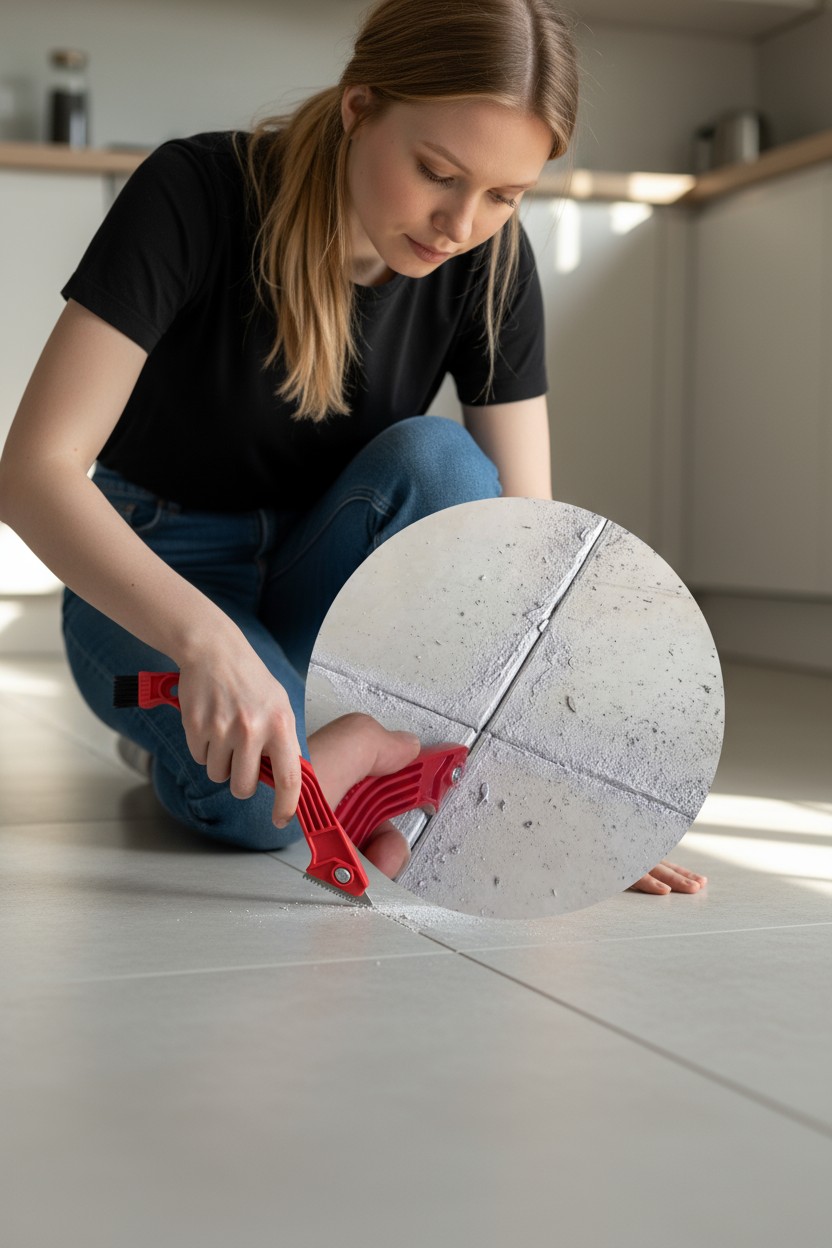 2 Boyutlu Çelik Uçlu Derz Kazıyıcı ve Fırça  - 22 cm Fayans Arası Temizlik ve Sökme Aparatı 716048