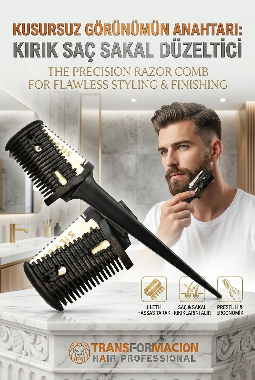 Jiletli Kırık Saç Sakal Düzletme İnceltme Tarağı 716438