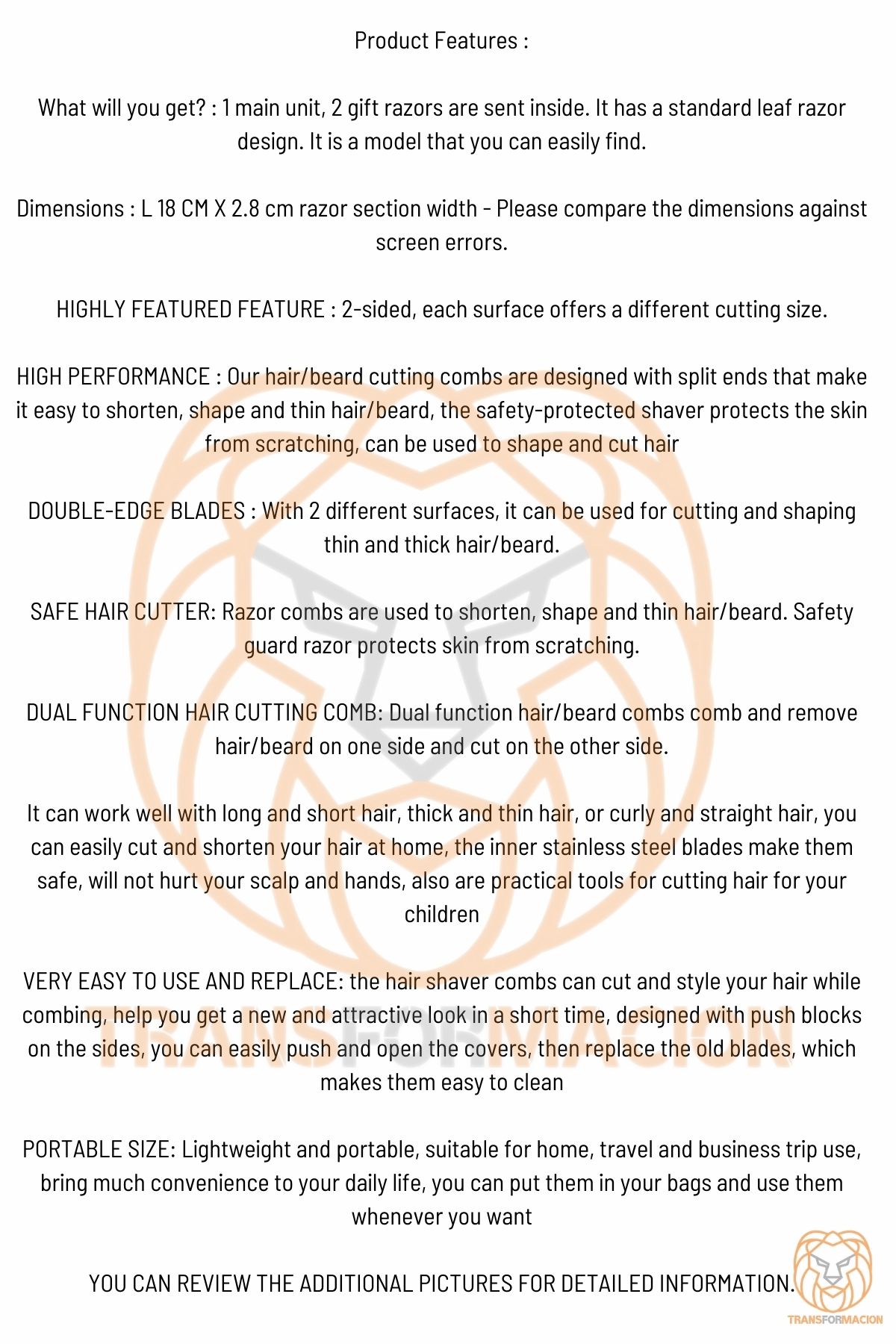 2 Jiletli Kırık Saç Sakal Düzletme İnceltme Tarağı 716861