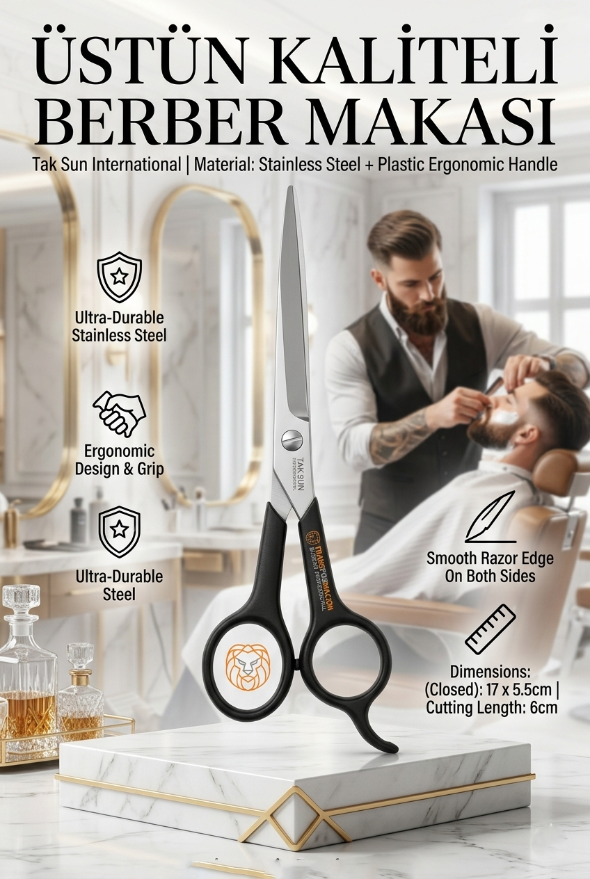 Profesyonel Çelik Kuaför Makası | Saç & Sakal Kesim Sanatı 17 cm 716940