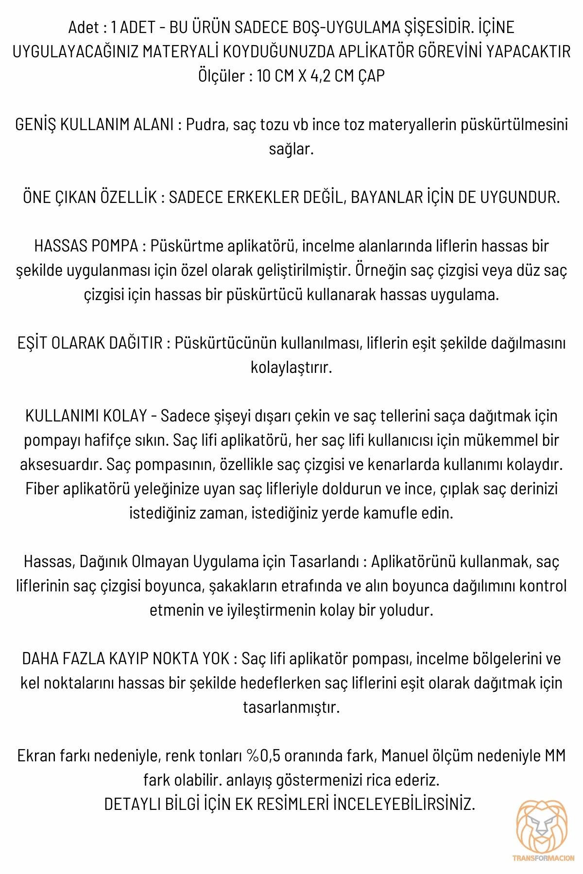 Saç Pudra Topik Toz Vb Püskürtücü 716994
