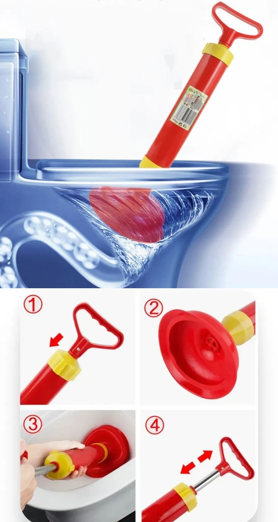 Pistonlu Lüks Klozet Açma Pompası ve Profesyonel Lavabo Gider Açıcı Set 717213