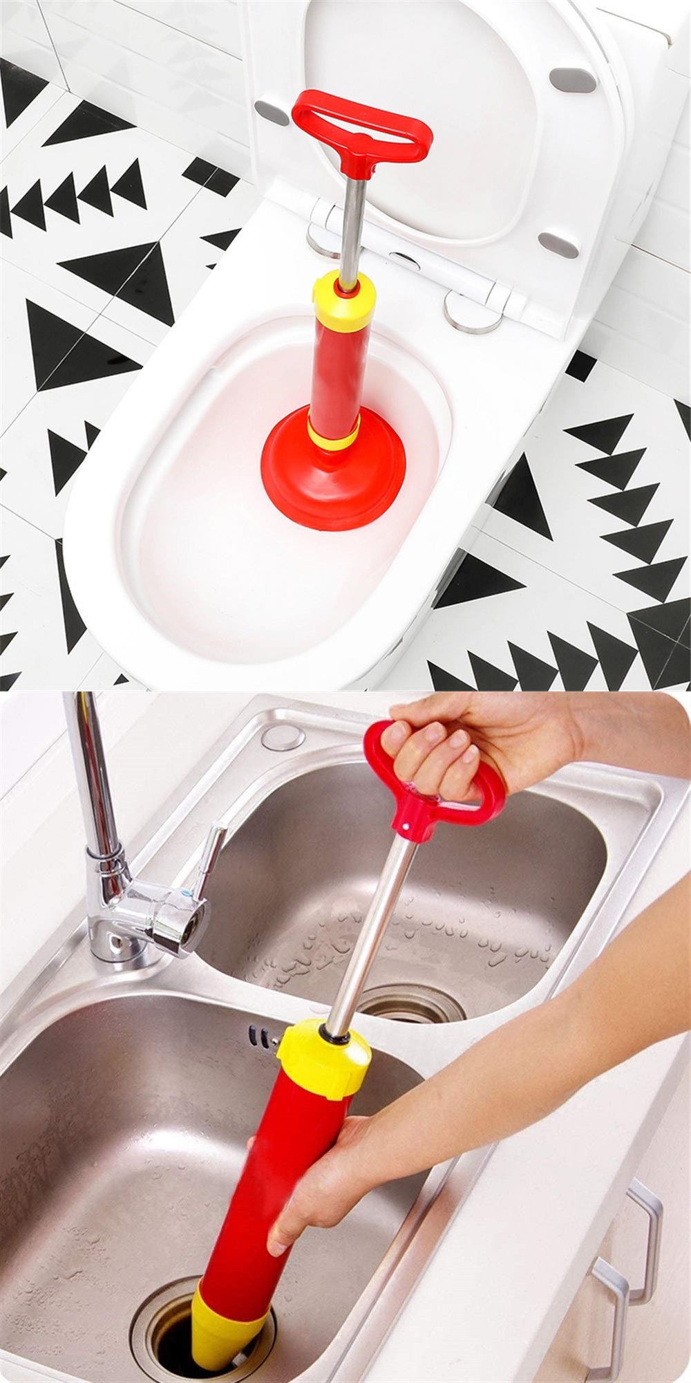 Pistonlu Lüks Klozet Açma Pompası ve Profesyonel Lavabo Gider Açıcı Set 717213