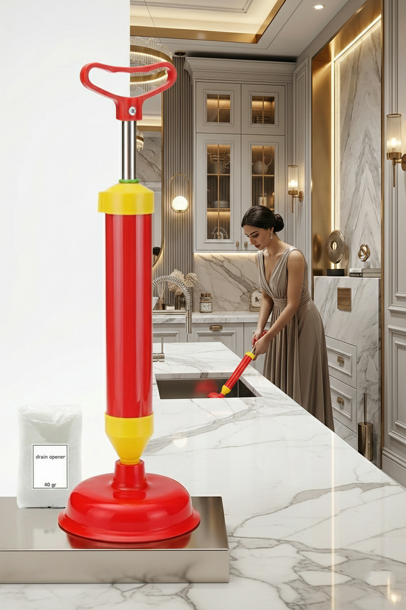 Pistonlu Lüks Klozet Açma Pompası ve Profesyonel Lavabo Gider Açıcı Set 717213