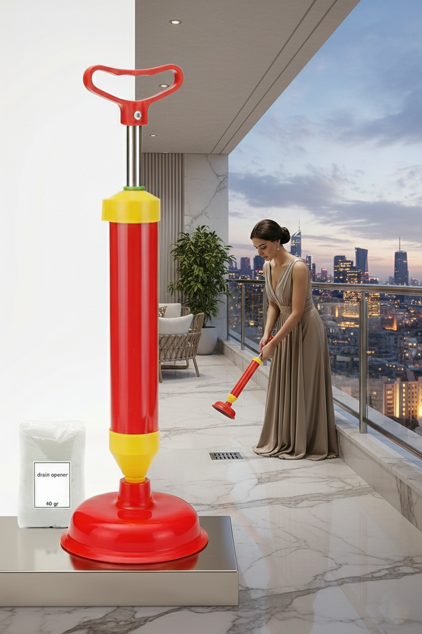 Pistonlu Lüks Klozet Açma Pompası ve Profesyonel Lavabo Gider Açıcı Set 717213