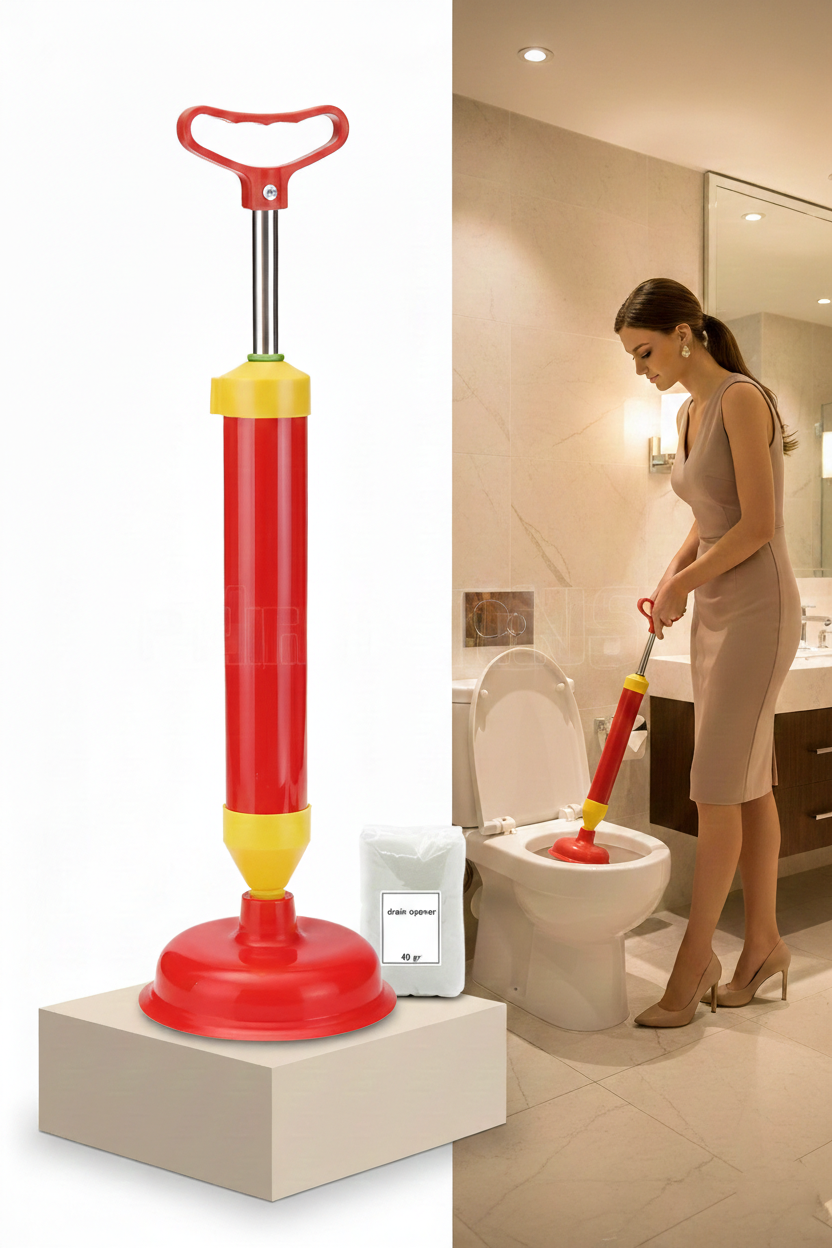 Pistonlu Lüks Klozet Açma Pompası ve Profesyonel Lavabo Gider Açıcı Set 717213