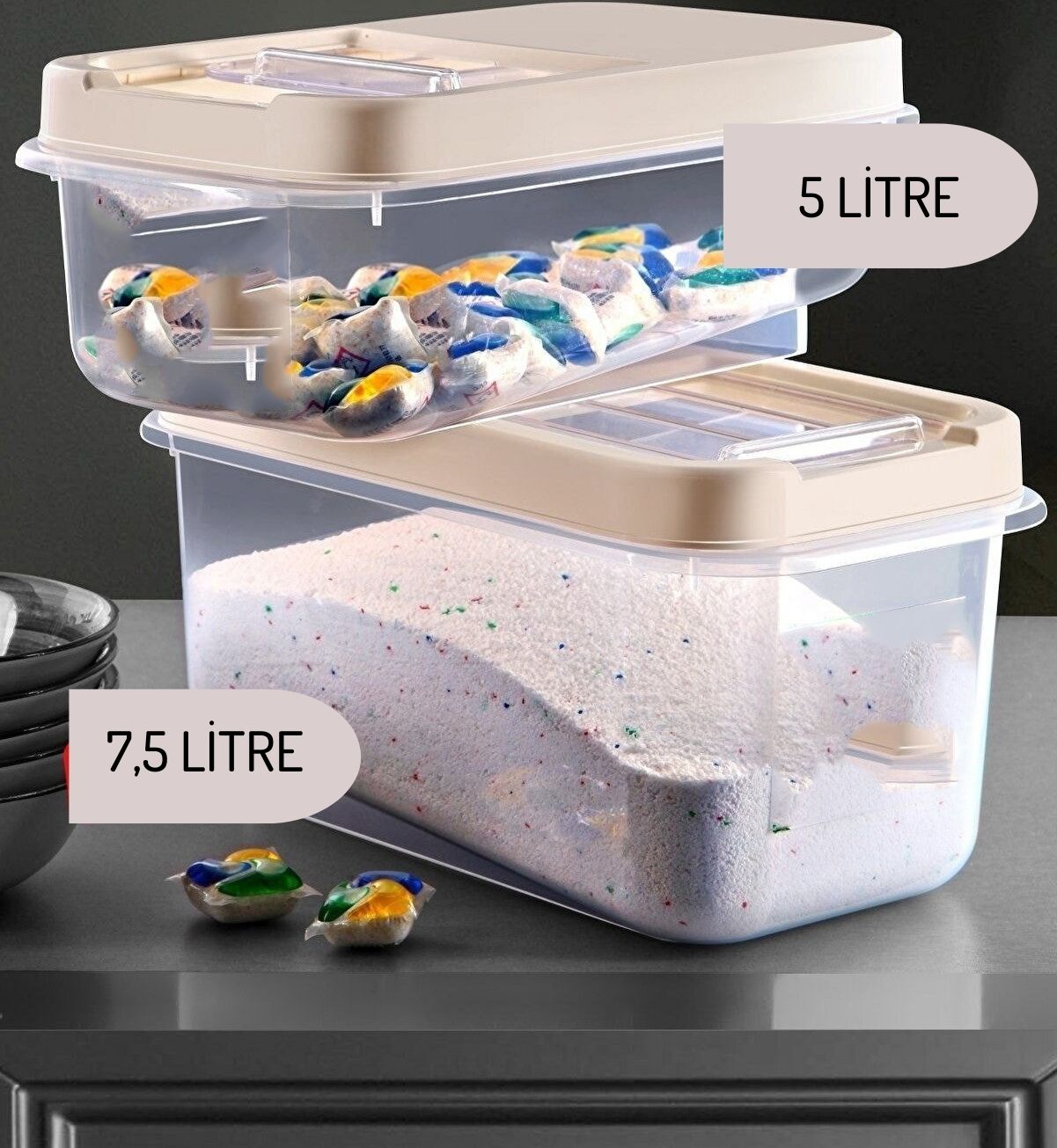 Tablet ve Deterjan Saklama Kutusu 5 ve 7.5 lt Reagan Deisgn 717732