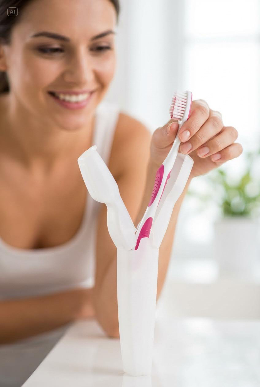 2'li Kapaklı Diş Fırçası Kutusu Kapaklı Diş Fırçalık – Hijyenik ve Şık Banyo Düzeni  718089