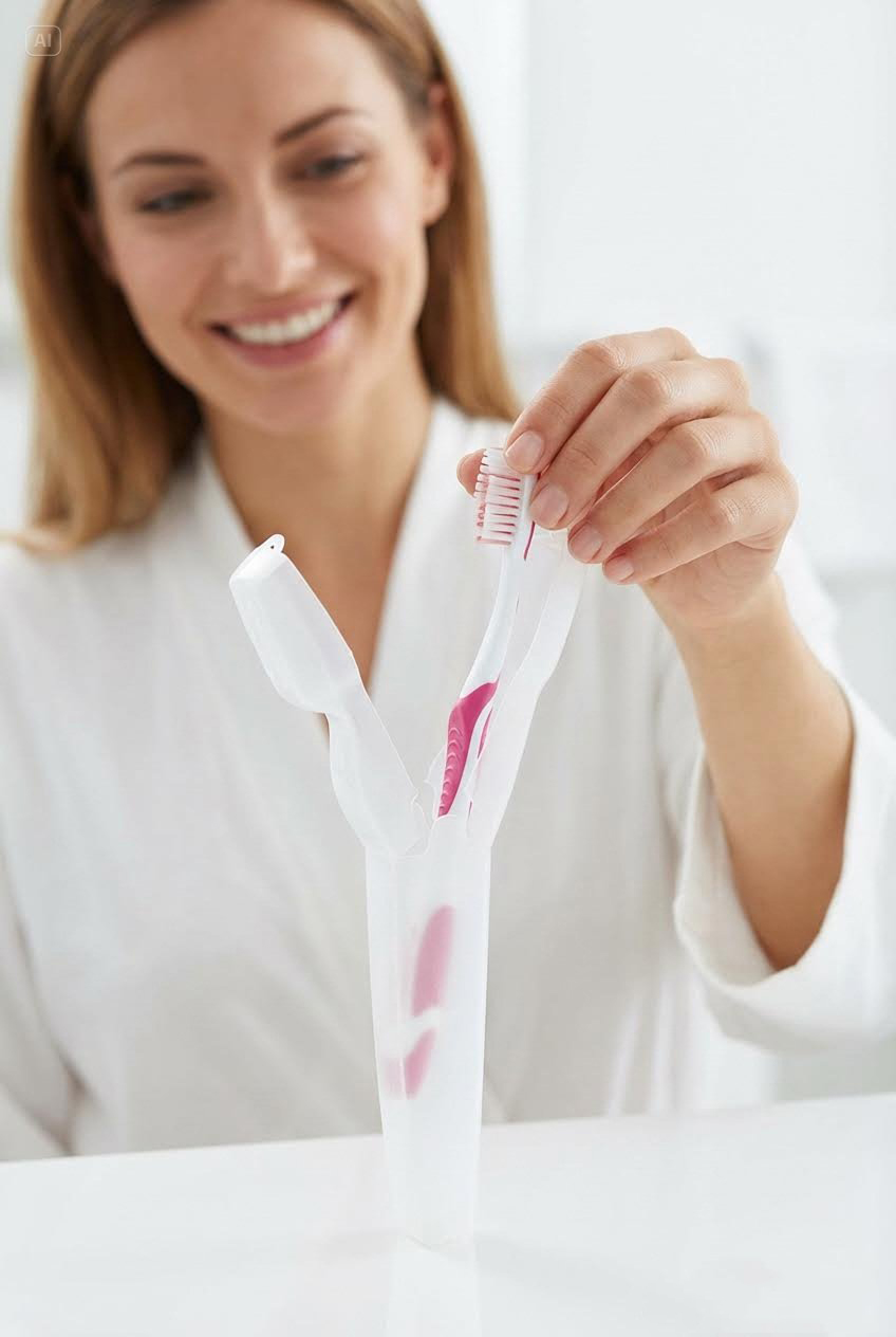 2'li Kapaklı Diş Fırçası Kutusu Kapaklı Diş Fırçalık – Hijyenik ve Şık Banyo Düzeni  718089