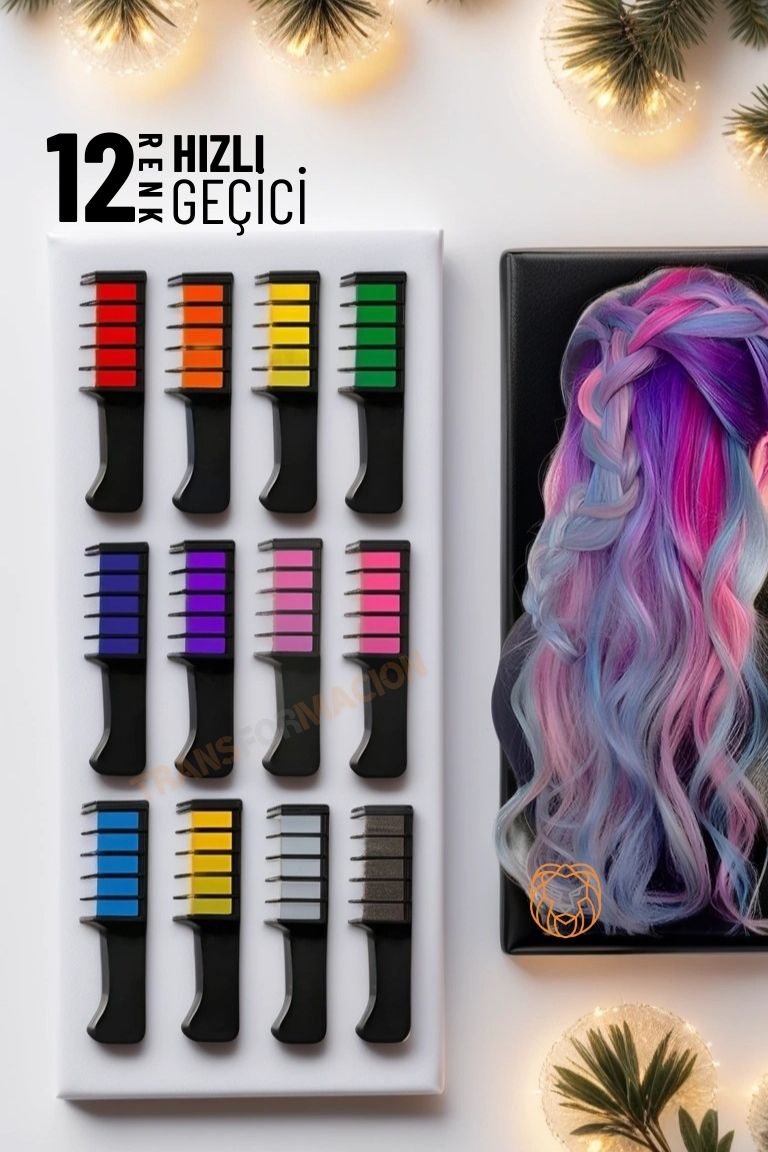 TransForMacion 12 Renk Hızlı Saç Boyayıcı Tebeşir  Geçici 718213