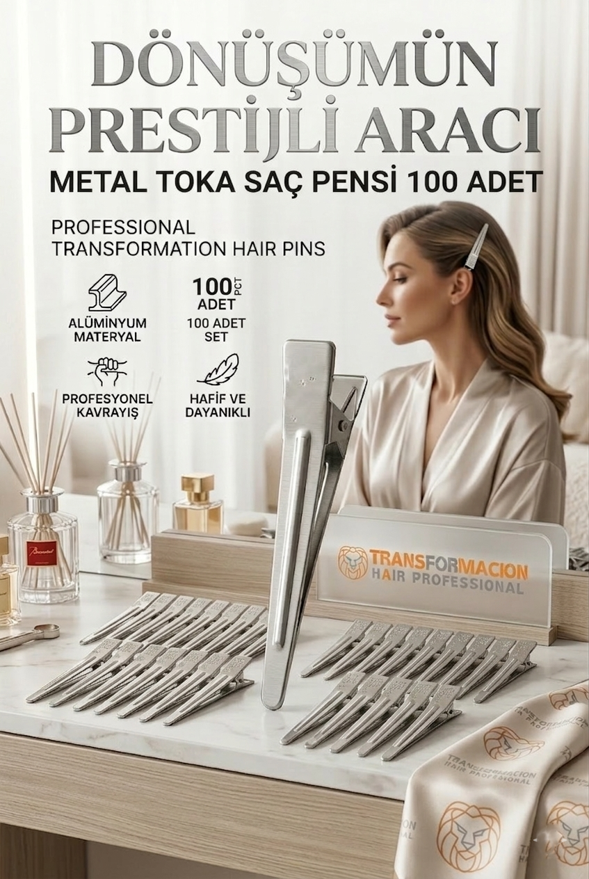 100'lü Profesyonel Alüminyum Saç Pensi Seti Metal Toka Saç Pensi  718289