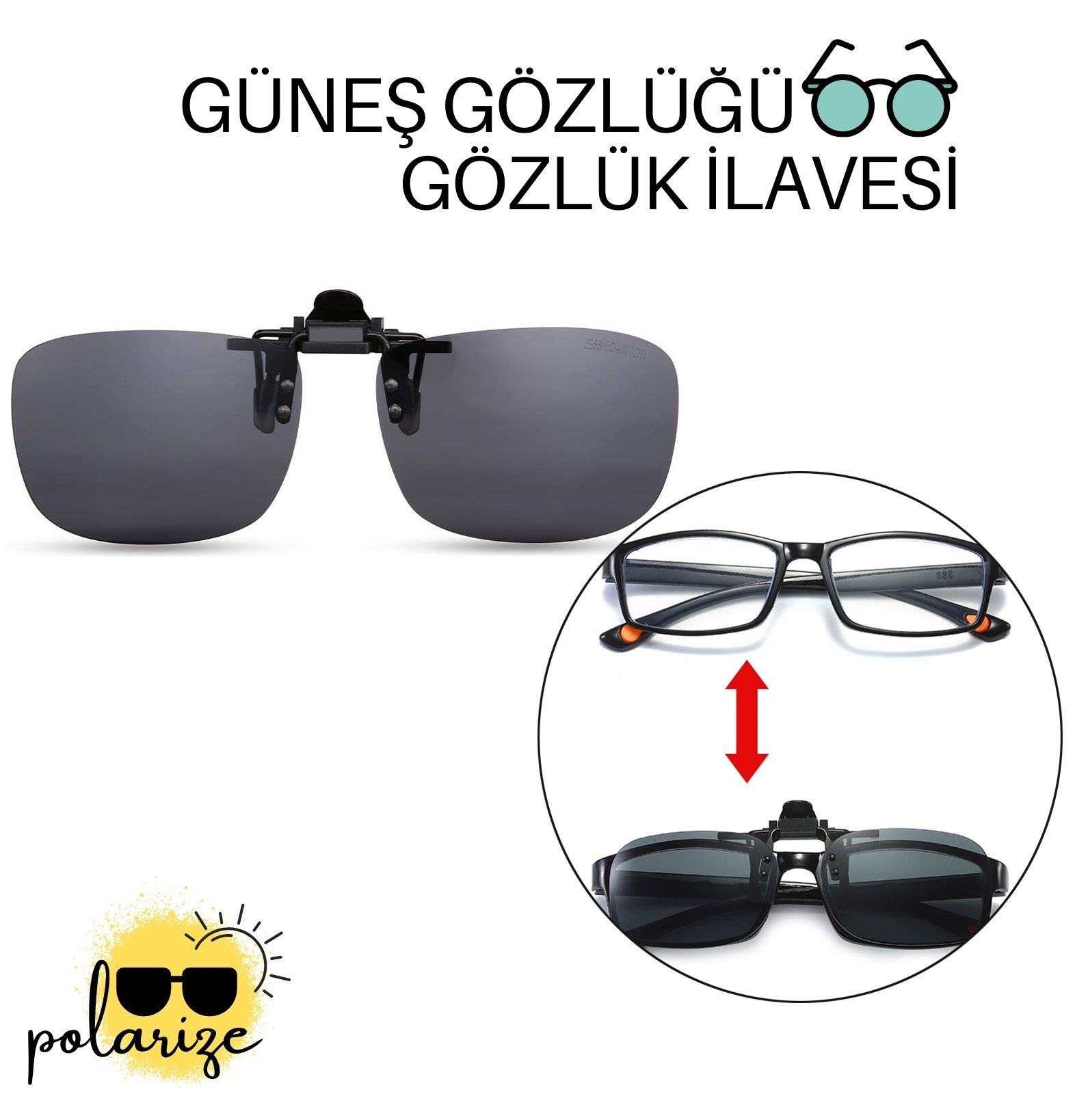 TransForMacion Güneş Gözlüğü Gözlük İlavesi Clip-On Polarize 718297