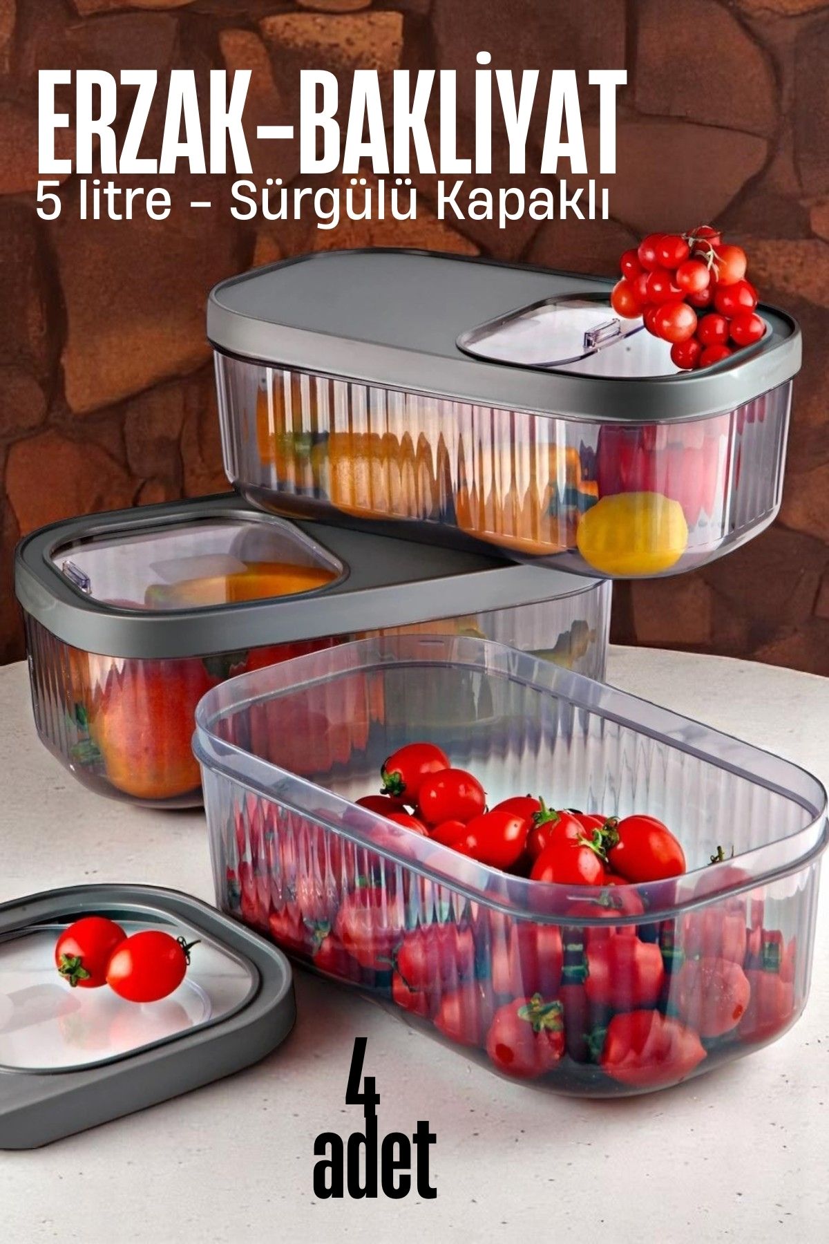 TransForMacion MultiBox Erzak Bakliyat Kutusu Sürgülü Kapak 5 Litre 4 ADET 718470