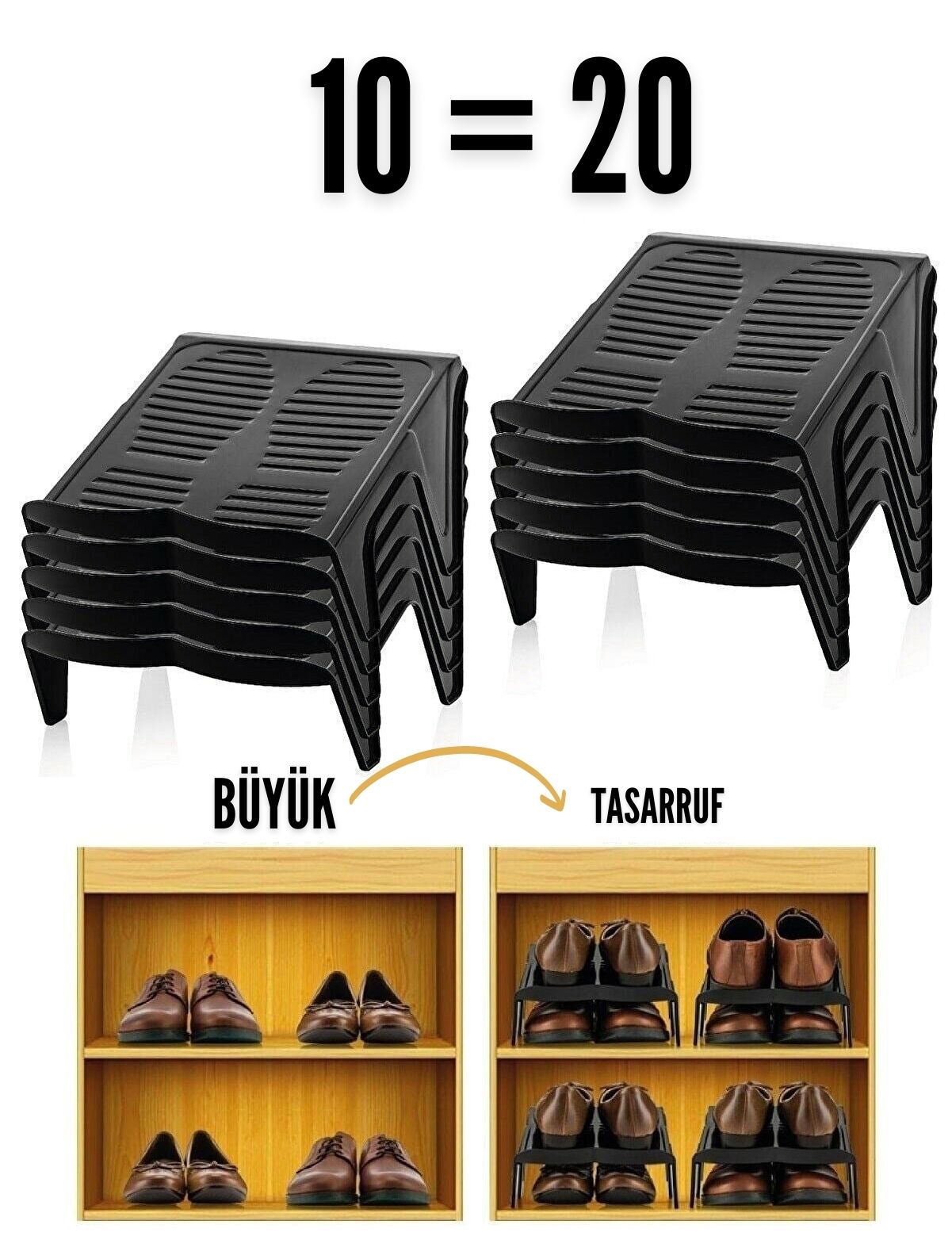 10 LU Ayakkabı Rampası Yer Tasarruf Organizeri Mehle-Twin 718560