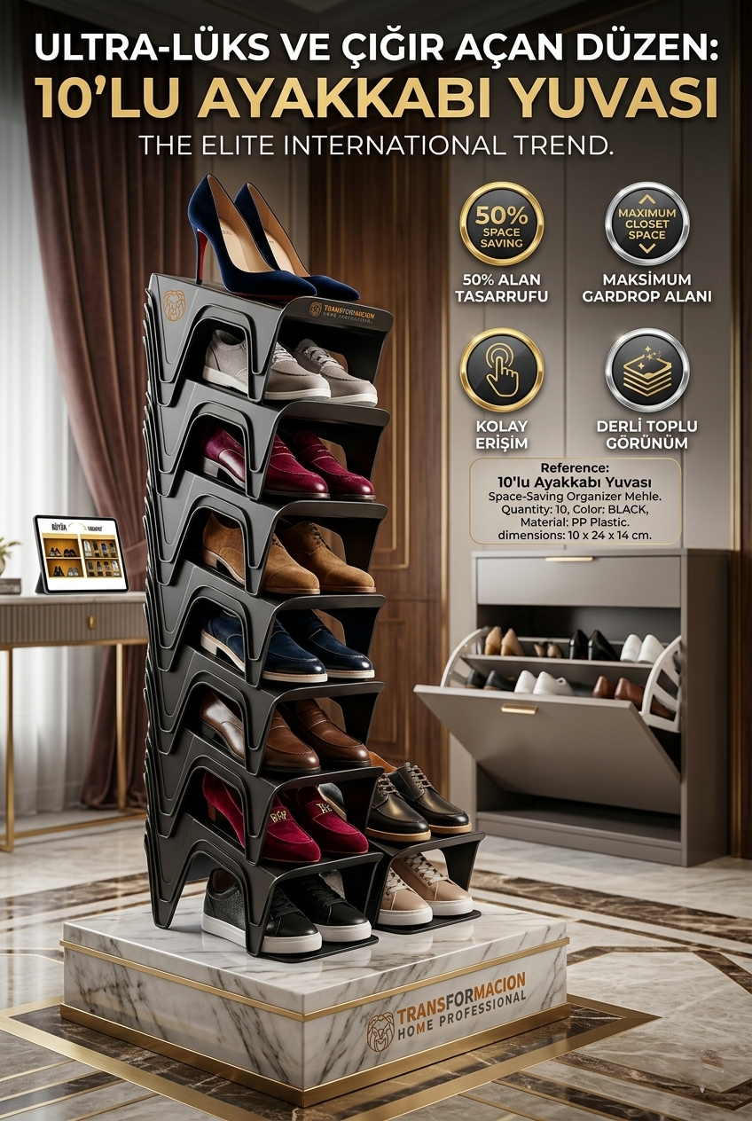10 LU Ayakkabı Rampası Yer Tasarruf Organizeri Mehle 718561