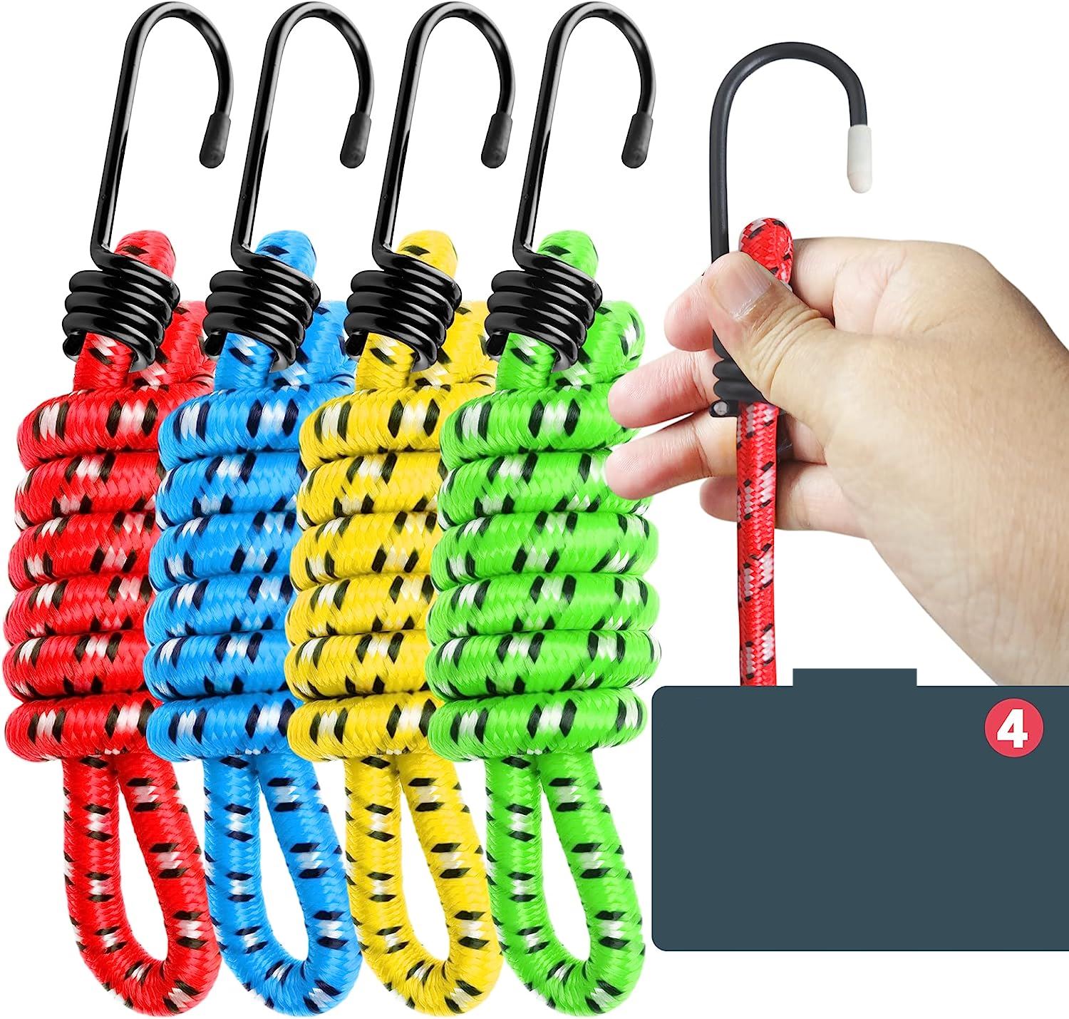 Kancalı Bagaj Lastiği - Motosiklet Bagaj Lastiği Esnek Paslanmaz Kancalı 2 Kancalı 4 lü PAKET 429053