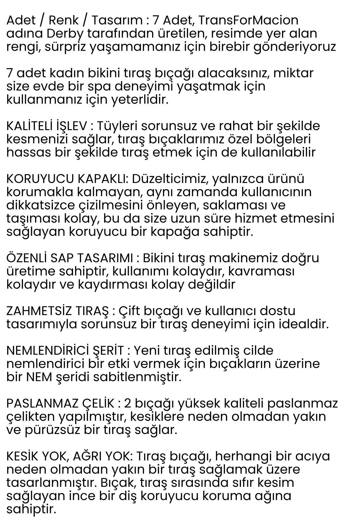 TransForMacion Çift Bıçaklı Banyo Tıraş Bıçağı – 7’li Paket, Hassas ve Hijyenik Tıraş İçin 718711