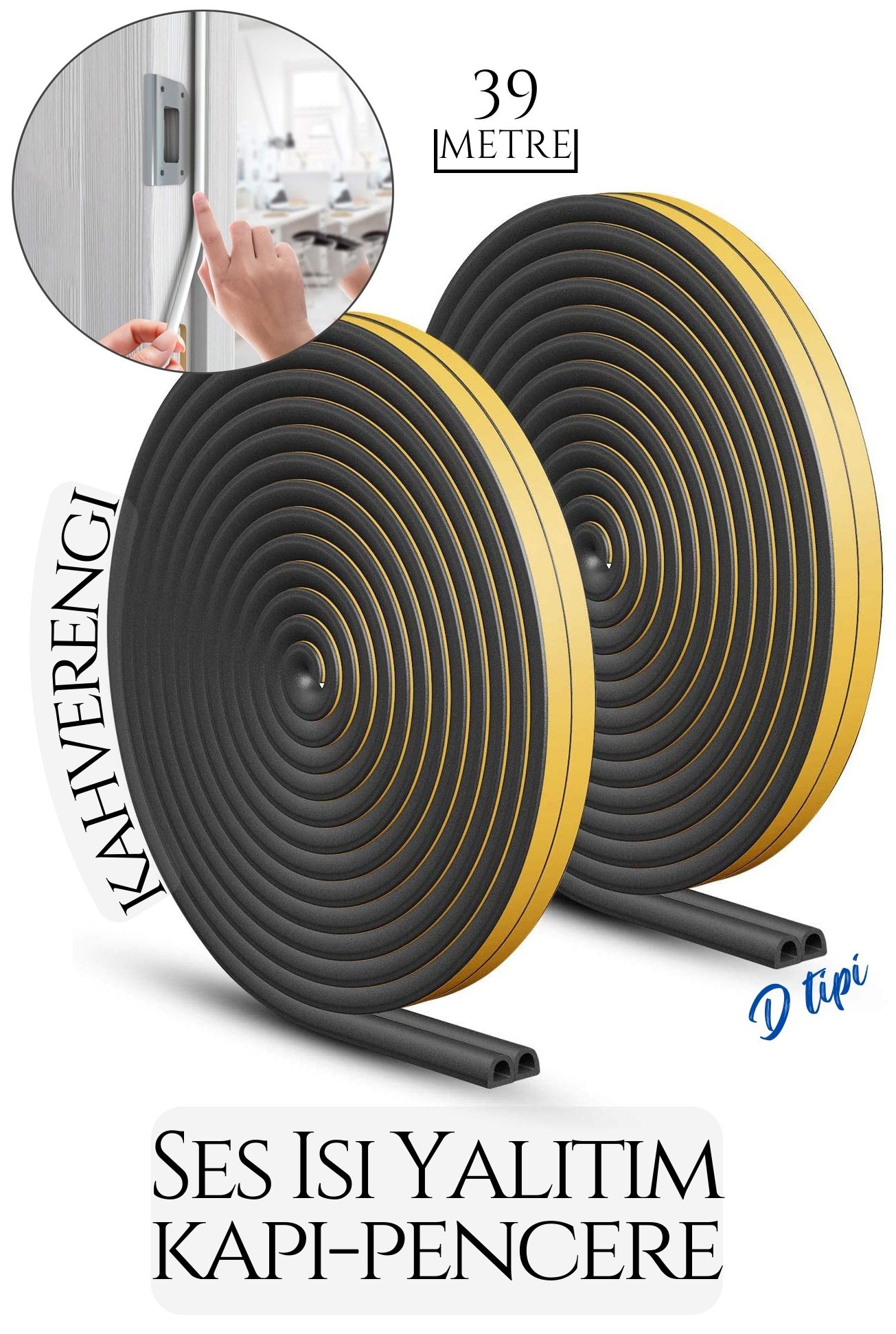 TransForMacion D Tip Kapı Pencere Ses Isı Yalıtım Bandı EPDM Kauçuk 39 Metre 718912