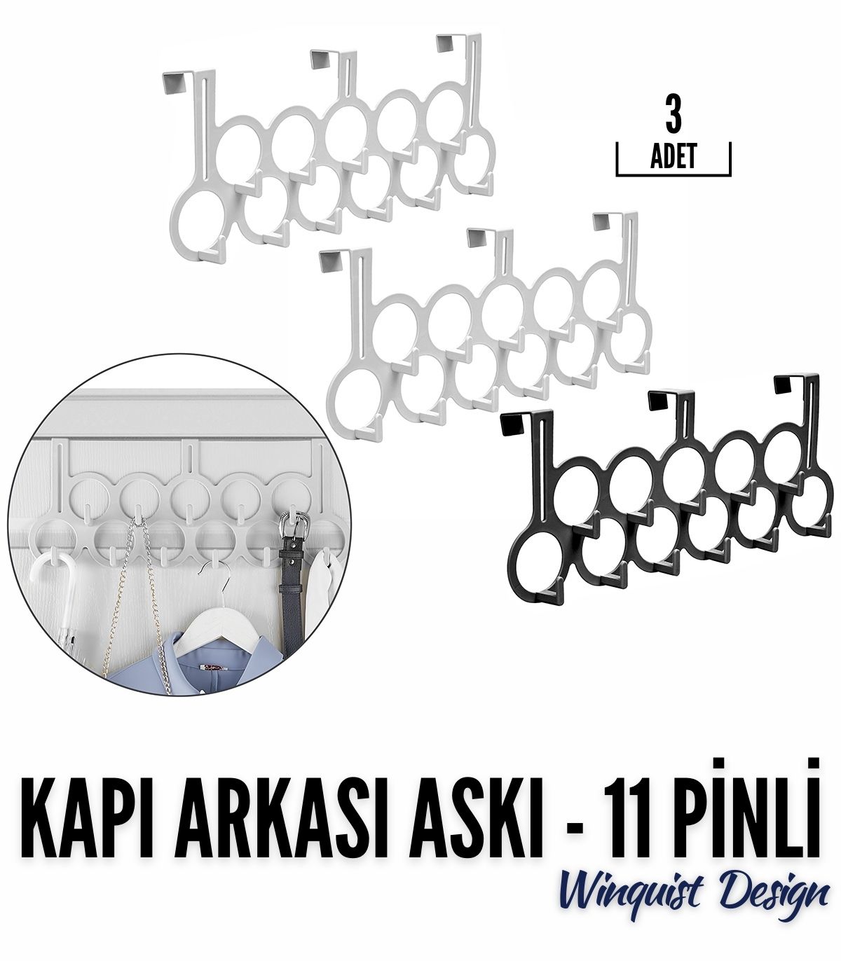 TransForMacion 3 lü Set Kapı Arkası Askı Winquist Design 718985