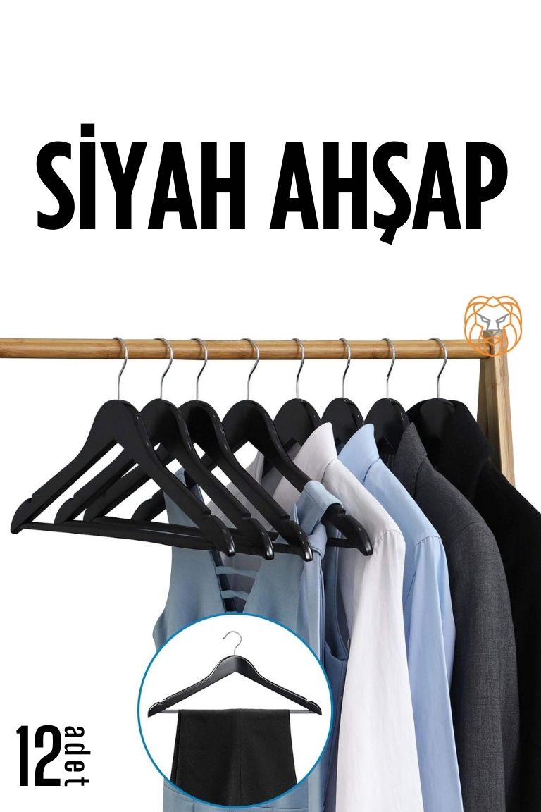 TransForMacion Siyah Ahşap Elbise Askısı 12 ADET Montague Design 719131