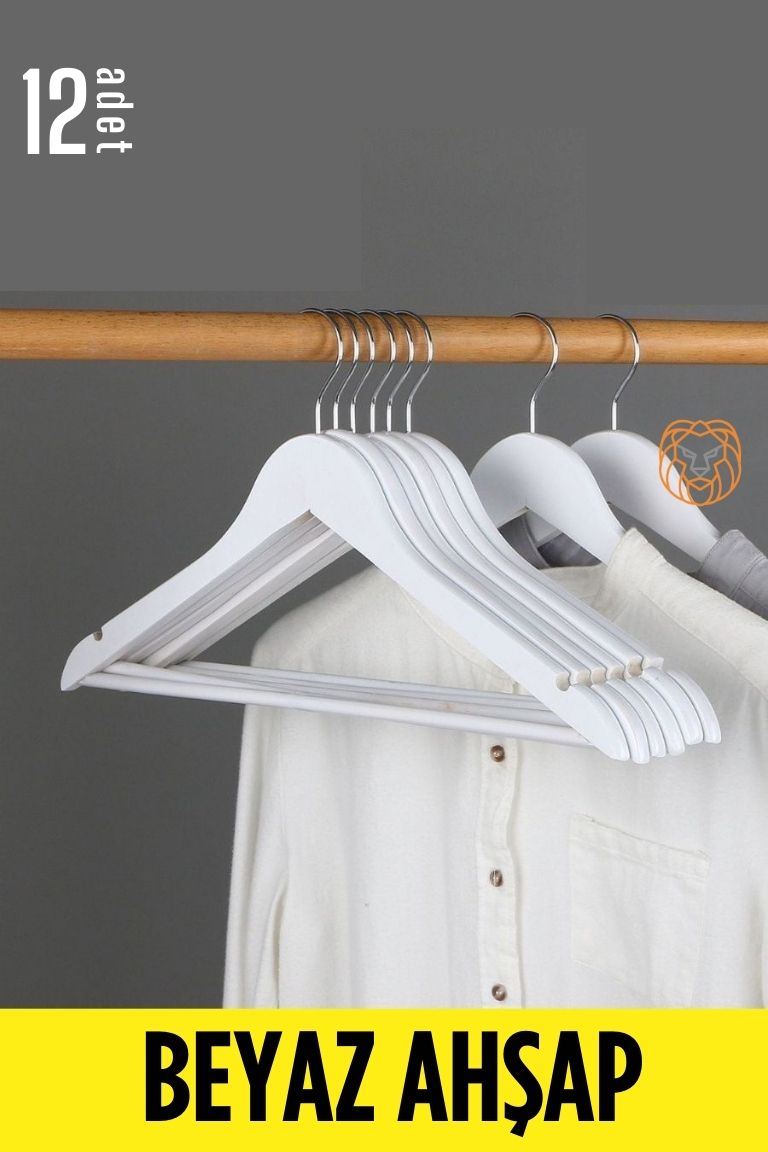 TransForMacion Beyaz Ahşap Elbise Askısı 12 ADET Montague Design 719132