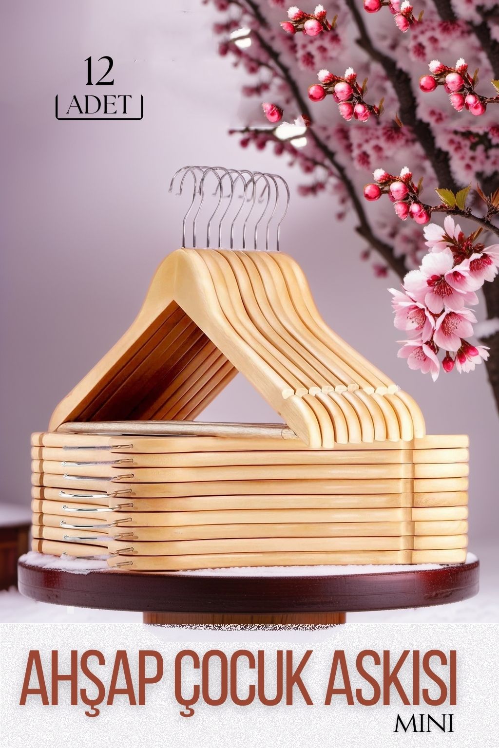 Mini Ahşap Çocuk Elbise Askısı 12 ADET 719137