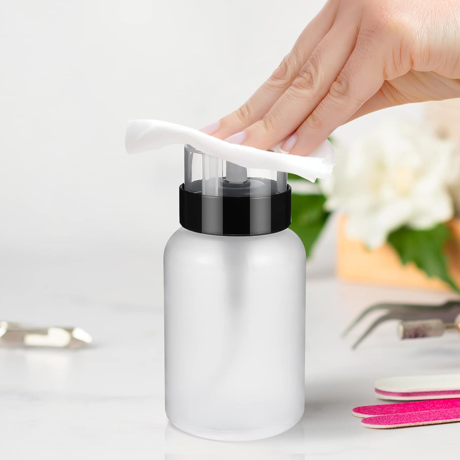 2’li Basmalı Dispenser Şişe – Aseton, Alkol ve Makyaj Temizleyici İçin Pratik Pompalı Set  719236