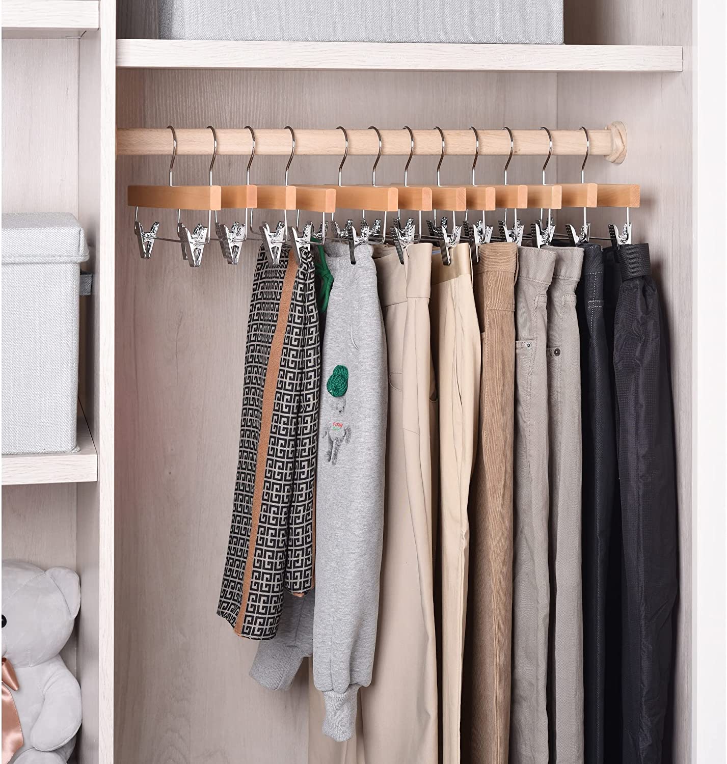 Etek Pantolon Eşarp Kıskaçlı Askı 8 Adet Ahşap 719305