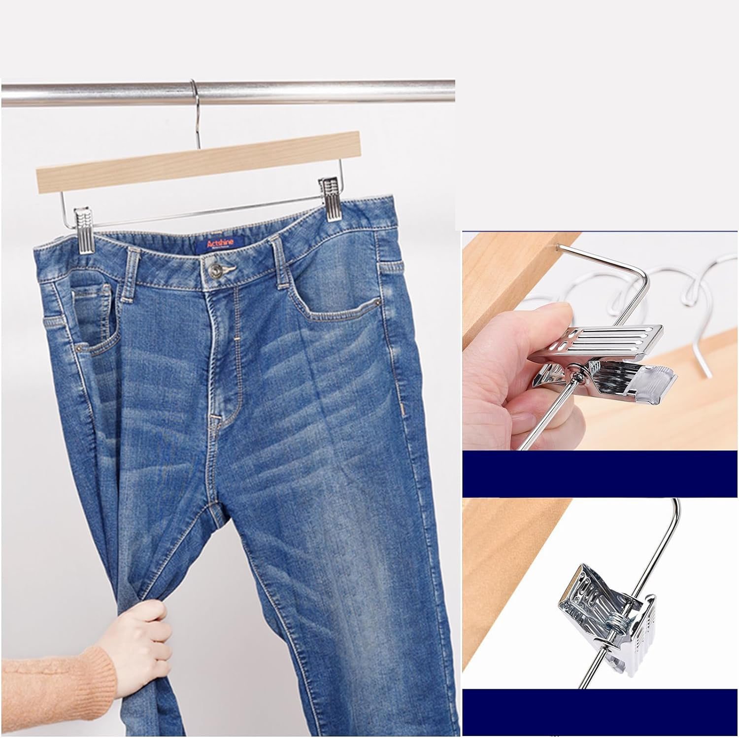 Etek Pantolon Eşarp Kıskaçlı Askı 8 Adet Ahşap 719305