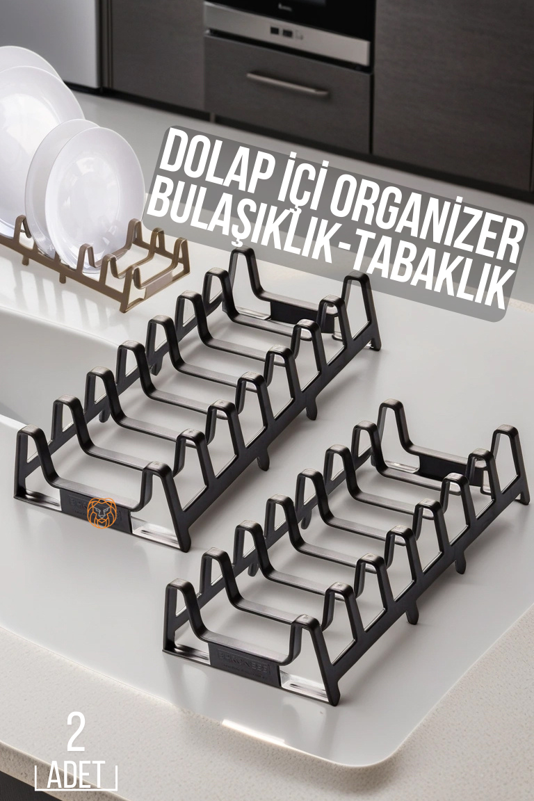 2 li Dolap İçi Tencere Kapak Ve Tabak Düzenleyici Kurutmalık Organizer  SİYAH 719446