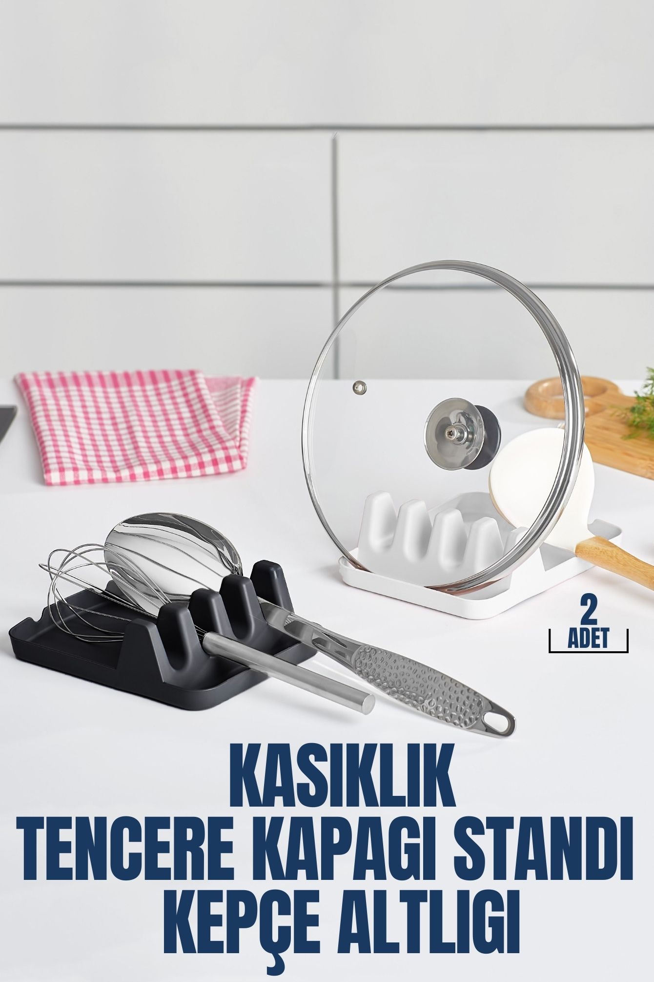 TransForMacion 2 li Düzenleyici Kaşıklık Tencere Kapağı Standı Kirli Kaşıklık Kepçe Altlığı 719449