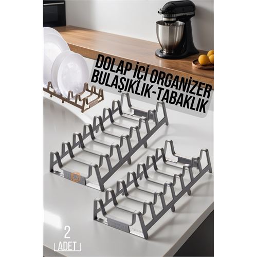 TransForMacion 2 li Dolap İçi Tencere Kapak Ve Tabak Düzenleyici Kurutmalık Organizer GRİ 719447