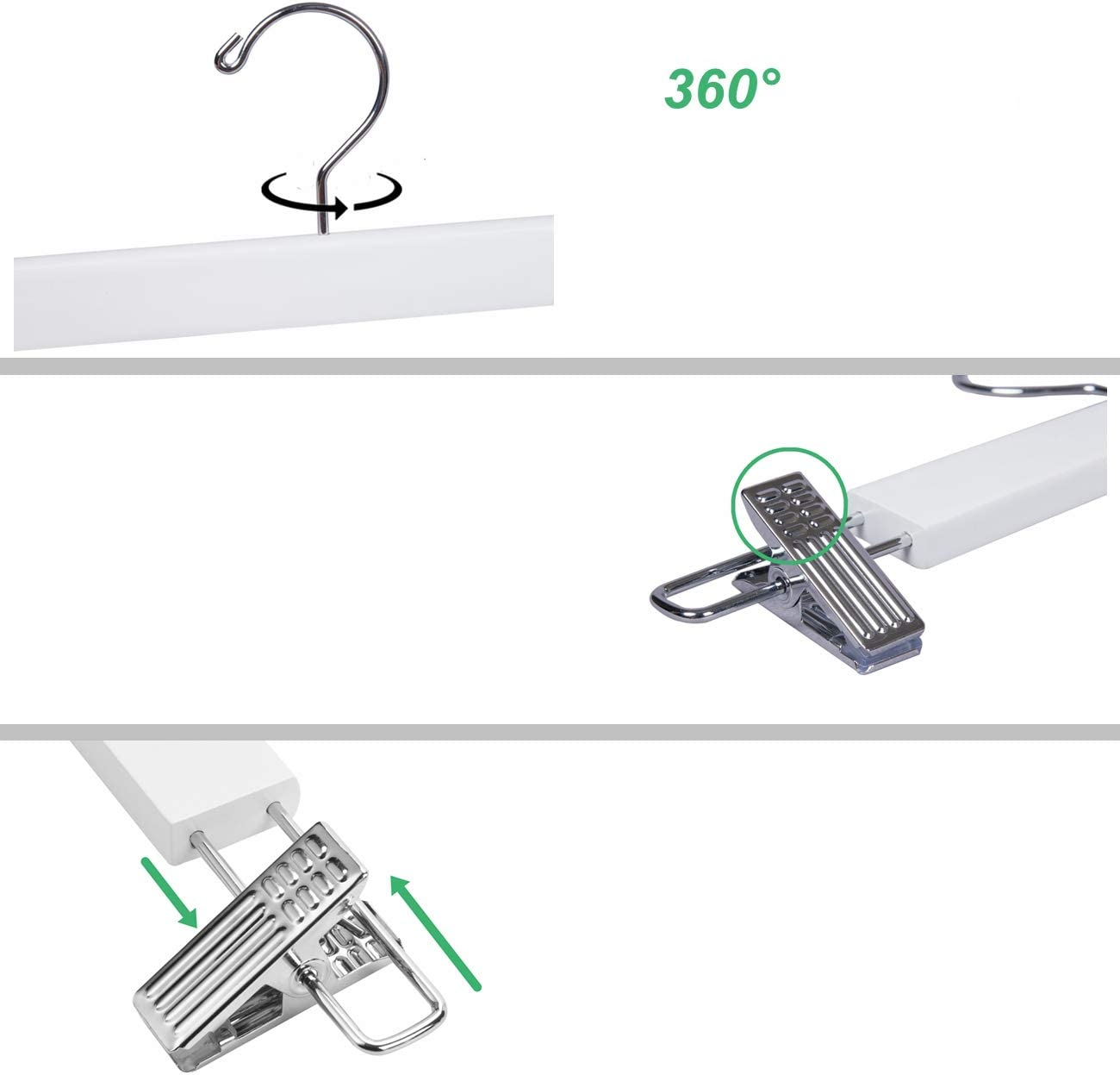 TransForMacion BEYAZ Ahşap Etek Pantolon Eşarp Kıskaçlı Askı 8 Adet 719580