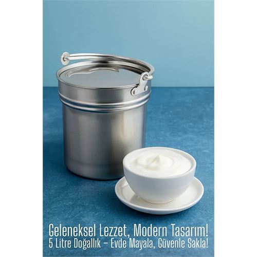 TransForMacion Yoğurt Bakracı – Paslanmaz Çelik 5 Litre |  Kapaklı, Hijyenik ve Dayanıklı 719597