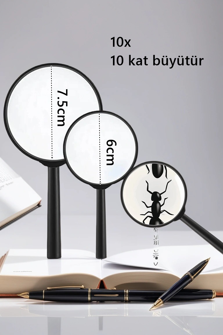 10X Büyüteç 6 ve 7,5 cm 2 li SET 719688