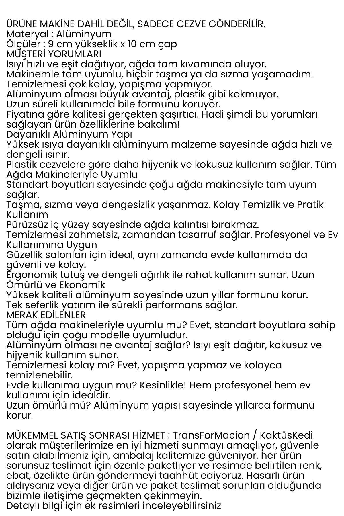 Profesyonel Alüminyum Ağda Cezvesi – Tüm Ağda Makineleriyle Uyumlu, Isıya Dayanıklı 719705