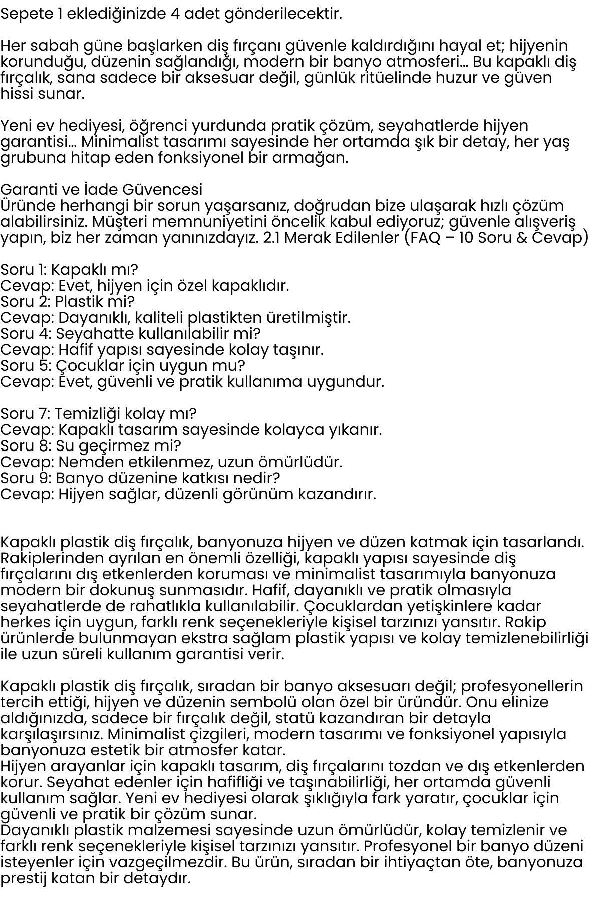 4 lü Kapaklı Diş Fırçası Kutusu Kapaklı Diş Fırçalık – Hijyenik ve Şık Banyo Düzeni  719735