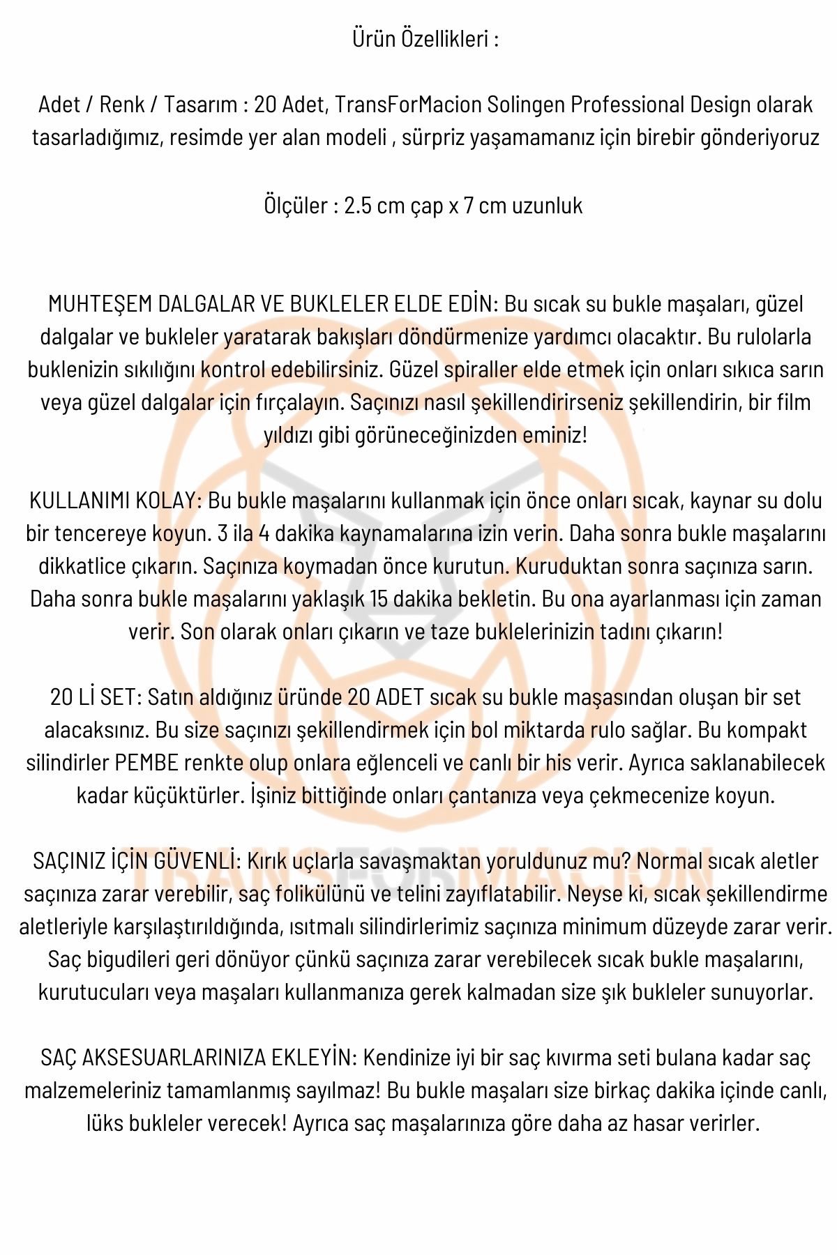 Isıtmalı Sulu Bigudi 2.5 cm 20 Adet Solingen Professional 719838